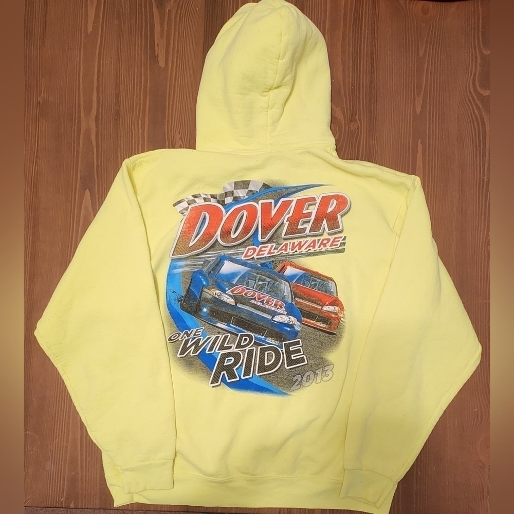 Dover One Wild Ride Nascar Pullover Hoodie Fluorescent Green Mens Sz Large